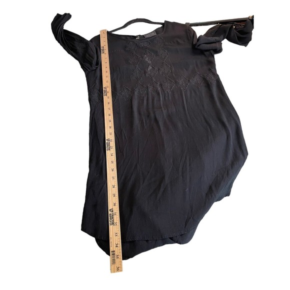 ASTR The Label Lace Cut Out Sheath Dress Black Size Large Long Sleeve Silk Blend - Picture 10 of 11